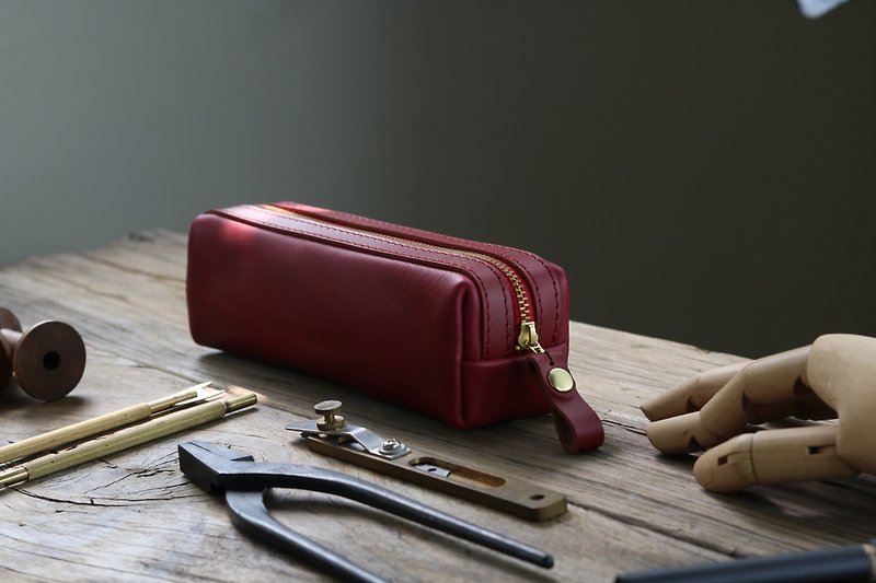 Gentleman Limited 3.0-Pen Case / Pencil Case / Storage Bag (Crimson) - Pencil Cases - Genuine Leather Red