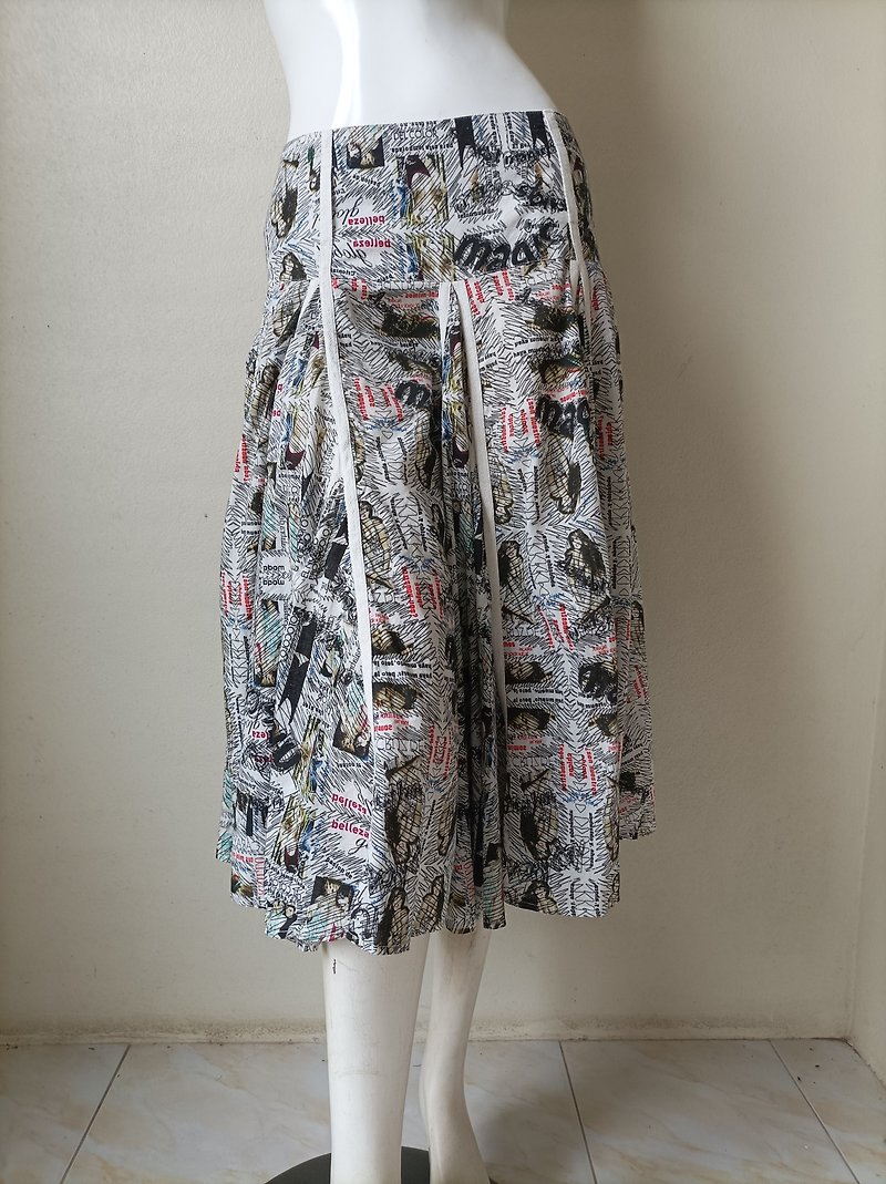 Desiqual midi skirt , Cotton print skirt, day skirt, summer skirt, Size 36 - Skirts - Cotton & Hemp 