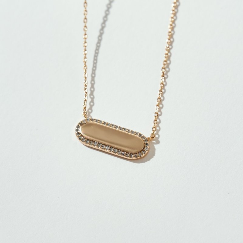 Seiko diamond-encrusted line necklace (three colors in total/oval) - Necklaces - Copper & Brass Gold