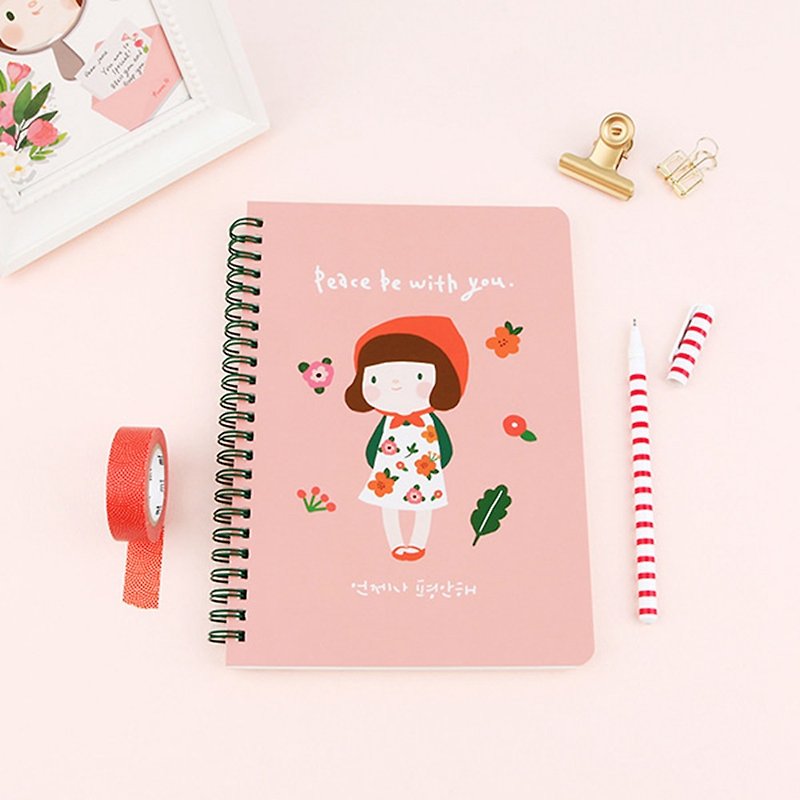 Hello Jenny A5 coil/notebook with monthly schedule 01. Ping An - สมุดบันทึก/สมุดปฏิทิน - กระดาษ สึชมพู
