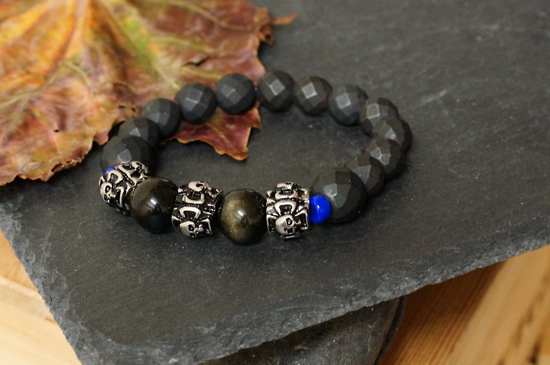 Obsidian + Hematite Gems Bracelet - Bracelets - Semi-Precious Stones Black