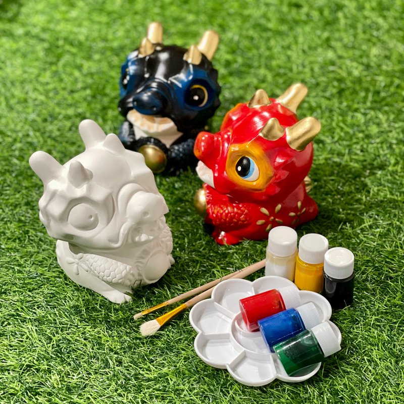 彩球龍 陶瓷彩繪 DIY 白坯 存錢筒材料組 (含彩繪材料) - 陶藝/玻璃 - 陶 白色