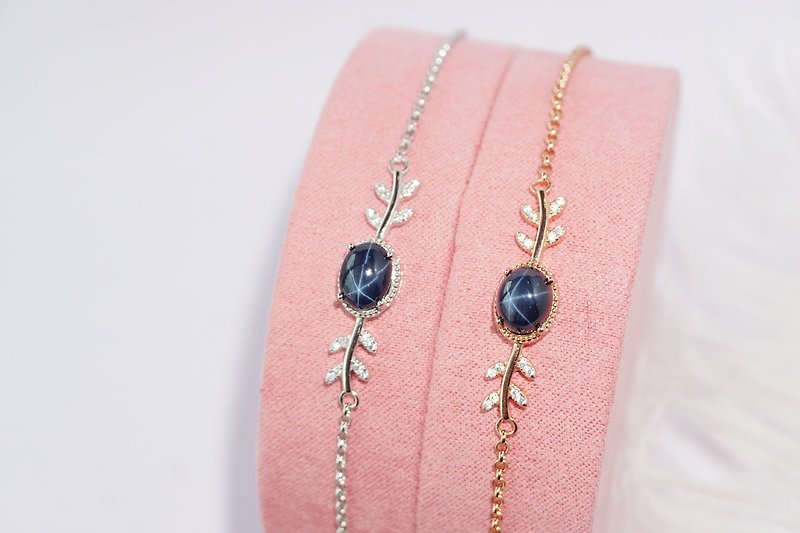 Natural Blue Sapphire Star Bracelet Silver 925 - 手鍊/手鐲 - 純銀 藍色