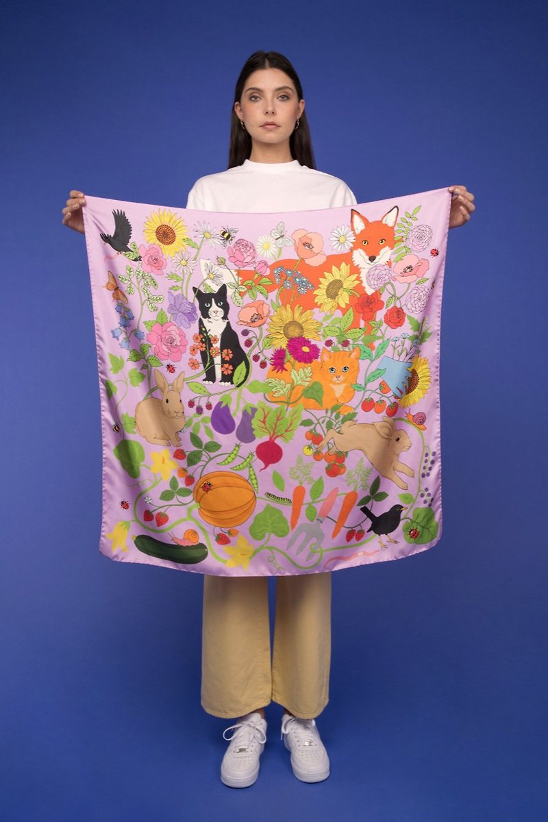 Garden of Earthly Delights silk scarf | Karen Mabon - Scarves - Silk Purple