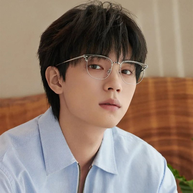 Latemon LA-7205 Stainless Steel Browline Glasses - Endorsed by Zhou Yiran - Glasses & Frames - Stainless Steel Silver