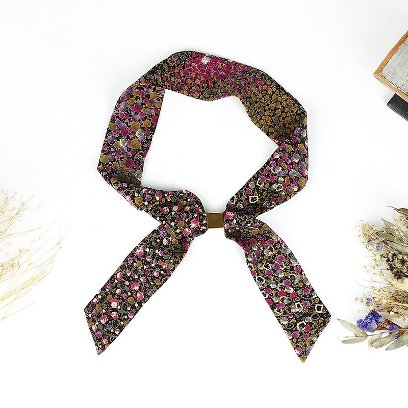 Handmade Hairband Headband scarves scarf - ผ้าพันคอ - ผ้าไหม สีดำ