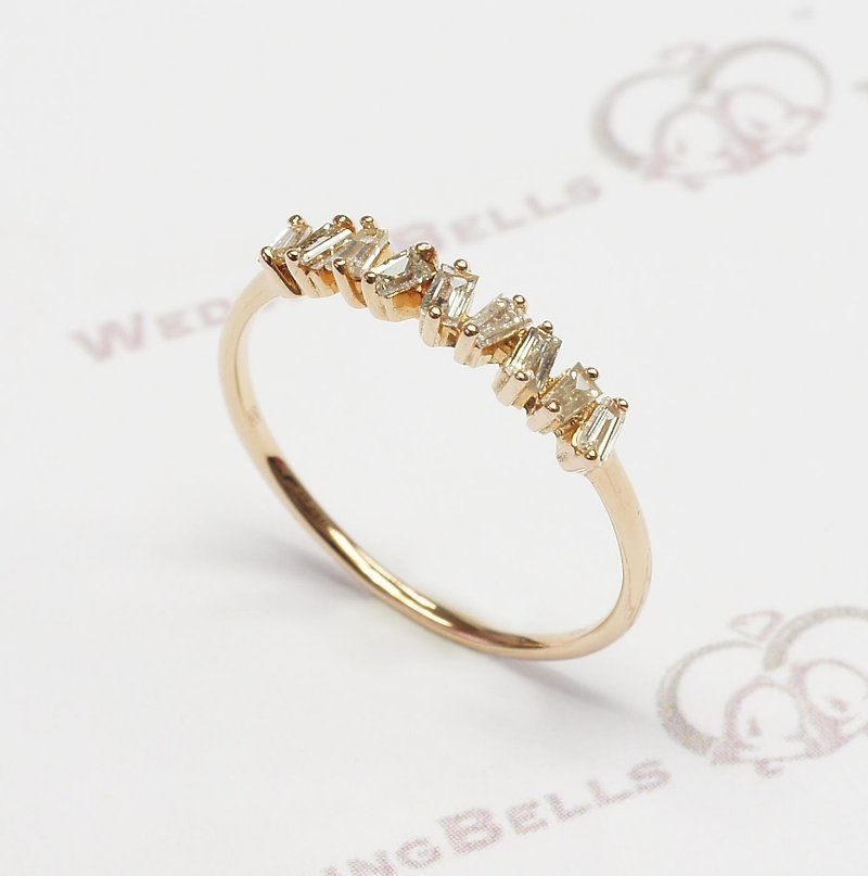 18K Rose Gold Taper Cut Diamond Ring (free shipping) - แหวนทั่วไป - เพชร สีแดง
