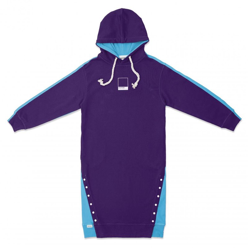 FunMix Collection Hooded Loungedress Eco-dye Premium Cotton (Purple/Sky Blue) - One Piece Dresses - Cotton & Hemp Multicolor