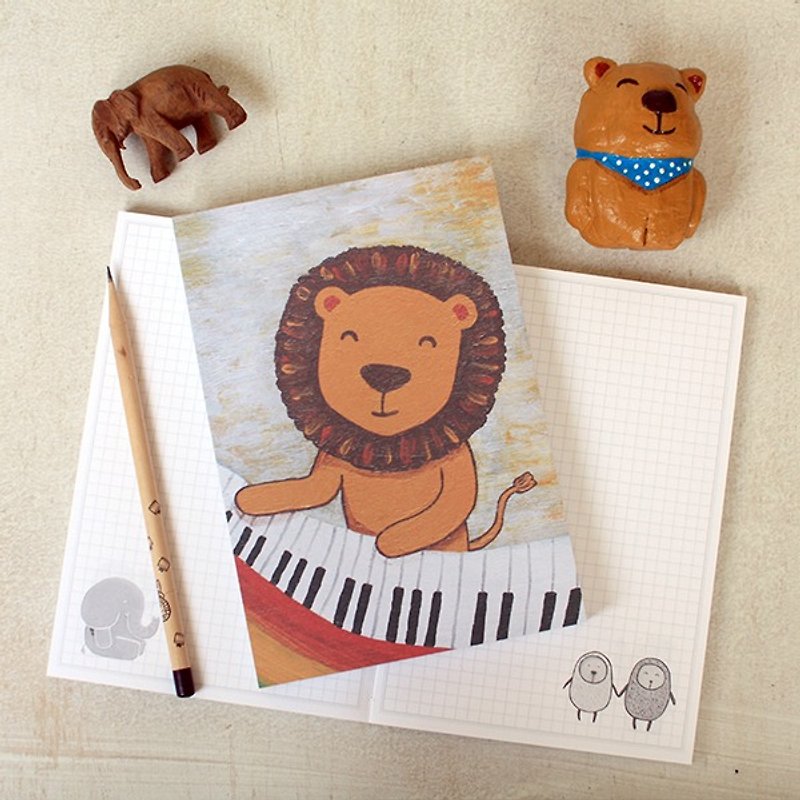 Armored square notebook ∣ play piano lion - สมุดบันทึก/สมุดปฏิทิน - กระดาษ หลากหลายสี