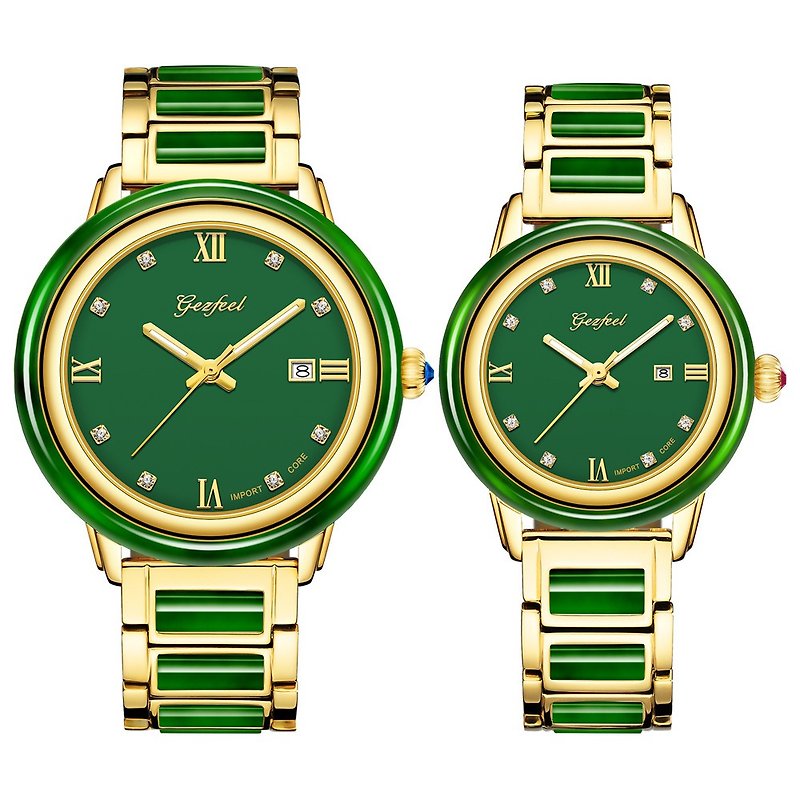 可分期付款-和闐碧玉 機械錶 碧玉錶帶素面款 附玉石鑑定證 - 男裝錶/中性錶 - 玉石 綠色