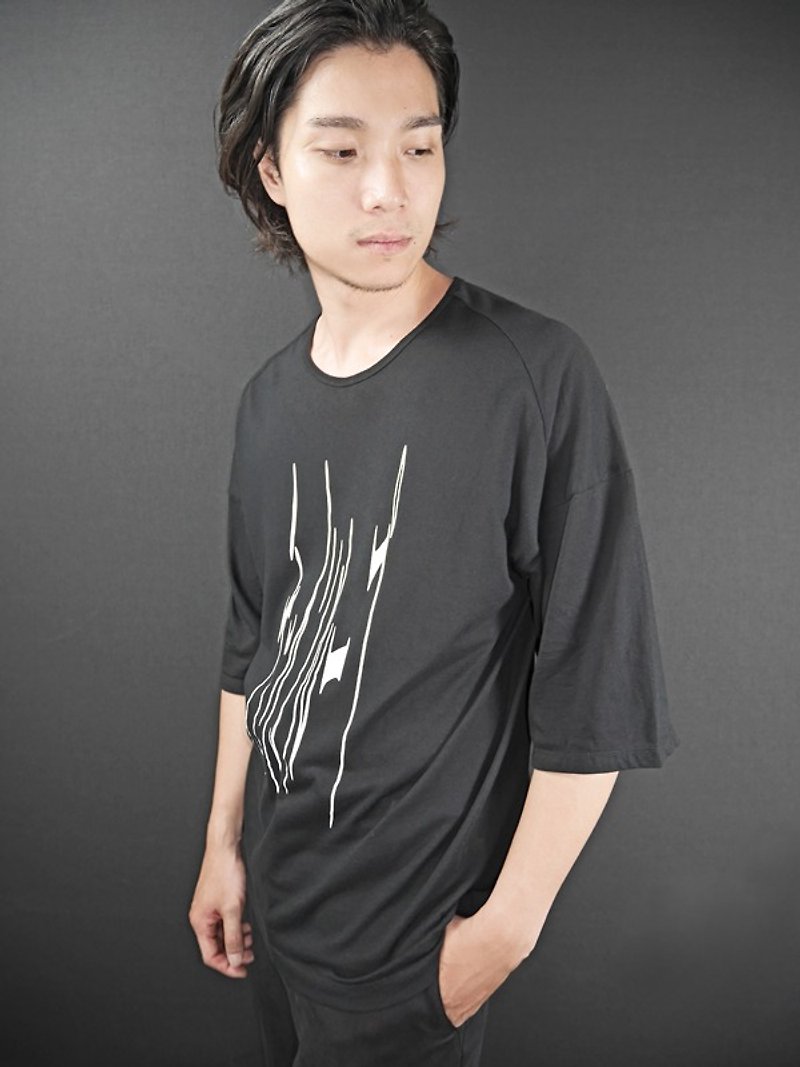 Chainloop Oversized Tee cut loose rock Taiwan designer - Men's T-Shirts & Tops - Cotton & Hemp 