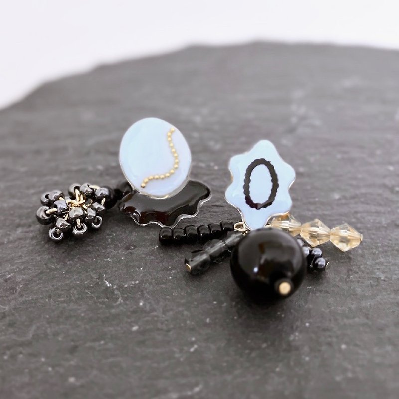 cool pale blue Clip-On/piercing - Earrings & Clip-ons - Other Materials Blue