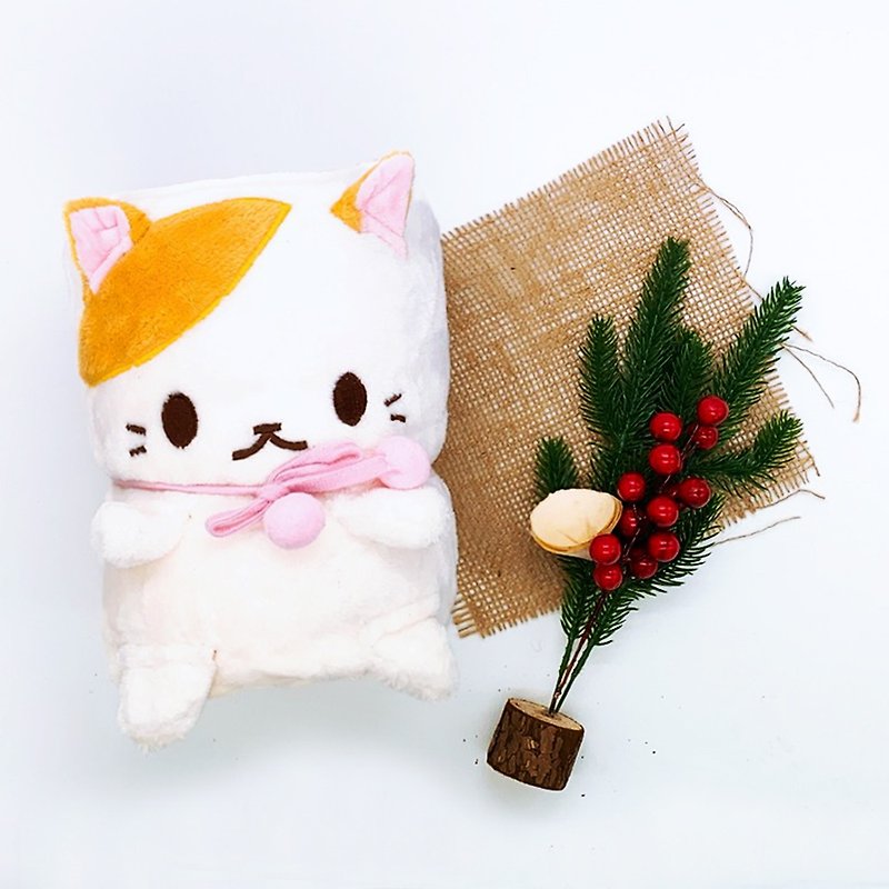 【聖誕節交換禮物】卡通喵咪造型毛毯 白 - 棉被/毛毯 - 其他材質 白色