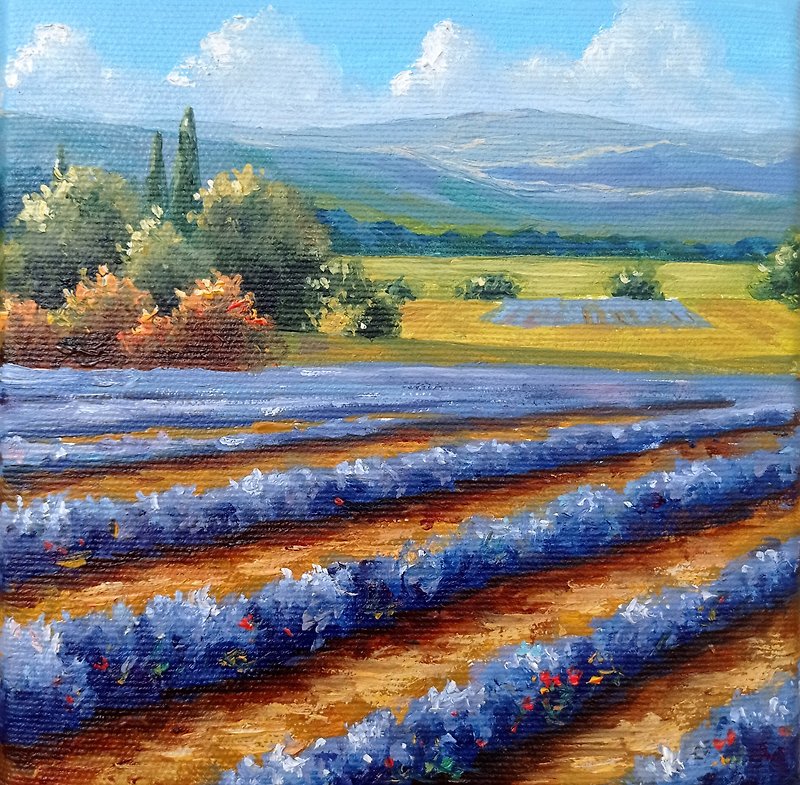 Provence Lavender Oil Painting, Handmade Original Art, Wall Hanging Paintings - Posters - Other Materials Multicolor