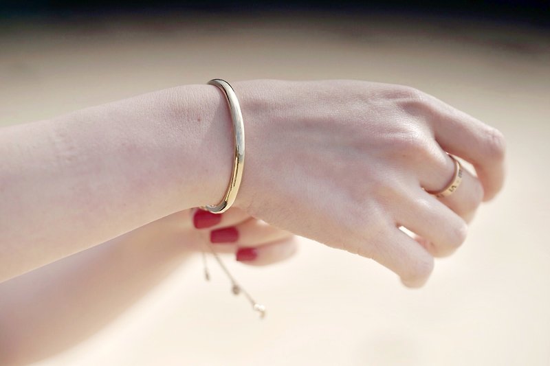 LOVE真愛系列簡約純銀鍍18K手鐲 - 手鍊/手環 - 純銀 金色