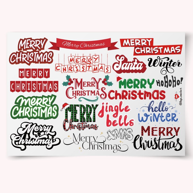 Christmas Lettering Stickers, 5 Sheets - 貼紙 - 其他材質 