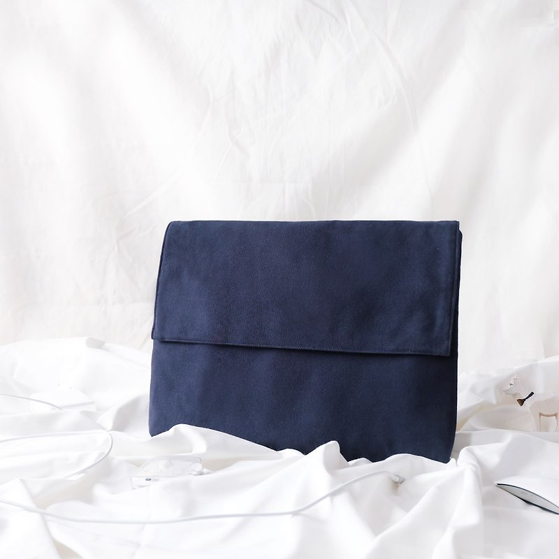 กระเป๋าใส่แลปทอป : สีกรมท่า - กระเป๋าแล็ปท็อป - ผ้าฝ้าย/ผ้าลินิน สีน้ำเงิน