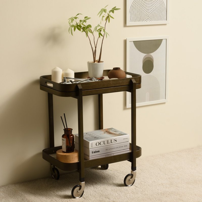 【Gudee】ROCA Square Stroller Storage Trolley Storage Trolley - Shelves & Baskets - Bamboo Brown