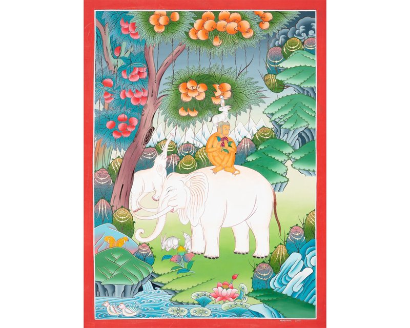 手工製作四和諧朋友唐卡——慈悲精神的真實呈現 - 壁貼/牆壁裝飾 - 其他材質 多色