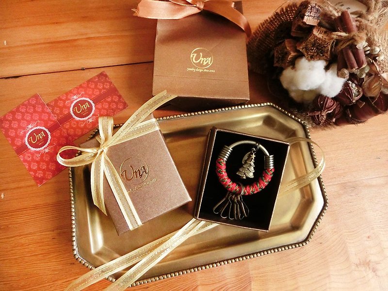 Christmas Gift Set] [Limited Christmas Glitter paragraph defining key ring (small) 5.3 / Christmas / key ring / exchanging gifts / Christmas Limited / hand-woven - ที่ห้อยกุญแจ - โลหะ สีแดง