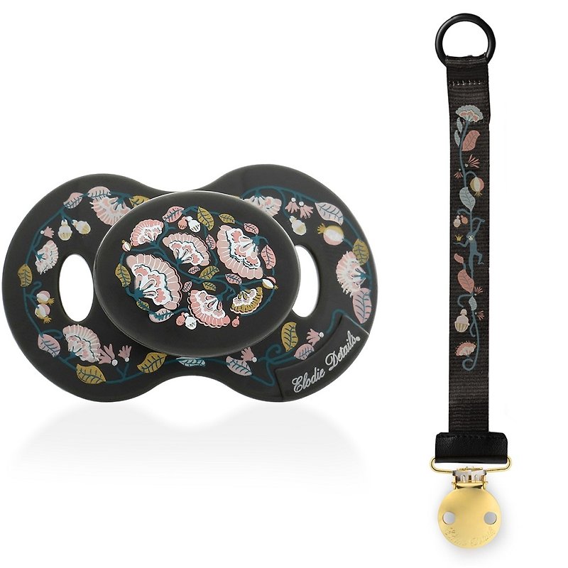 Elodie Details Pacifier + Pacifier clip Set - Midnight Bells - Baby Bottles & Pacifiers - Silicone Black