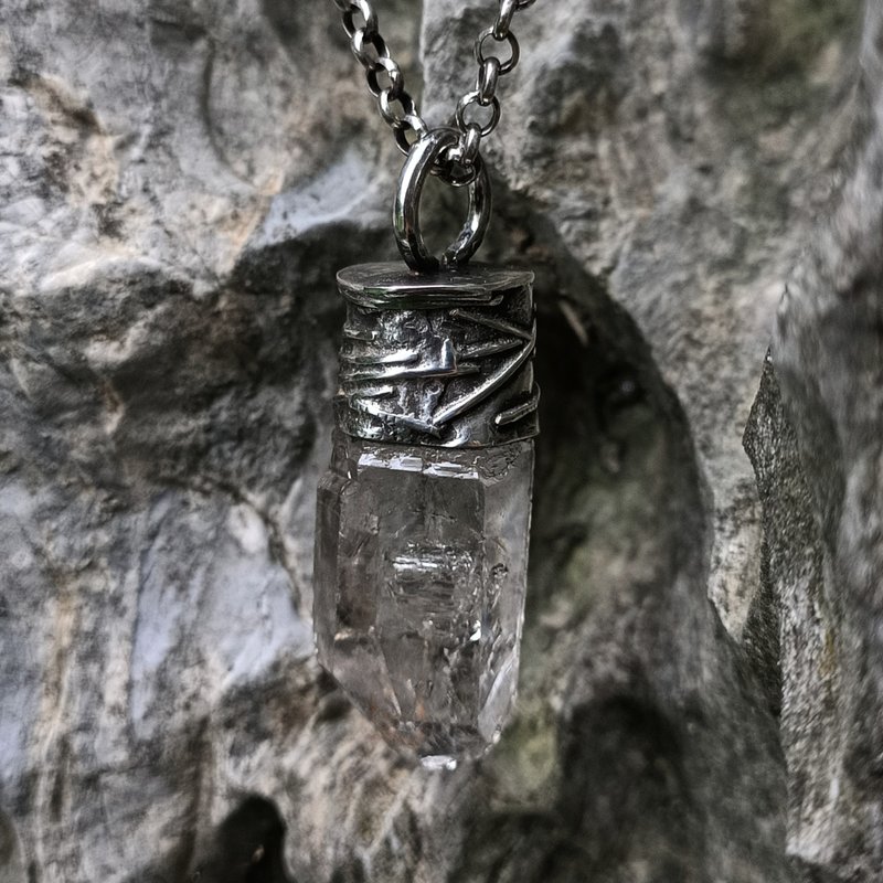顯化水晶銀吊墬晶中晶 - 項鍊 - 寶石 白色