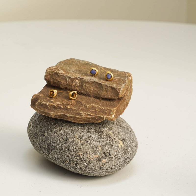 Simple Cliff Earrings - 耳環/耳夾/耳骨夾 - 半寶石 金色