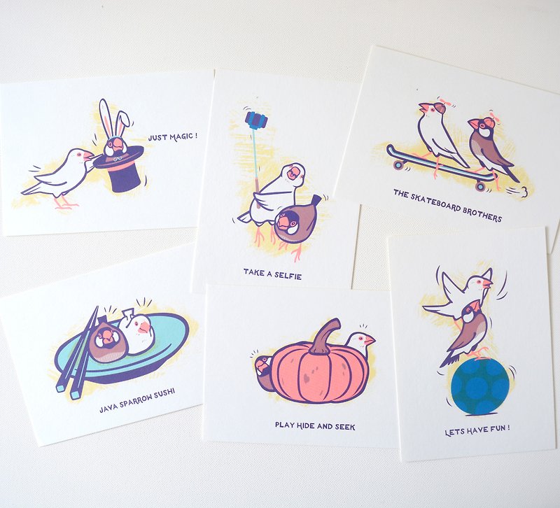 Printed postcard Bunori 6-piece set - Cards & Postcards - Paper White