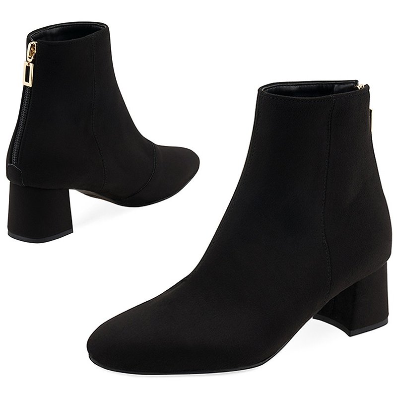 SPUR Shapely ankle boots MF7068 BLACK - รองเท้าบูทสั้นผู้หญิง - วัสดุอื่นๆ 