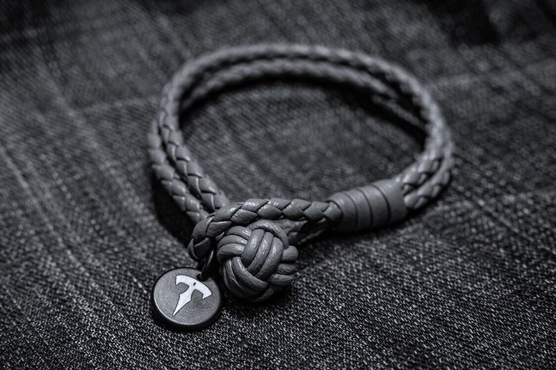 [Spot Edition] Goatskin New Weave Ball Bracelet Bracelet Car Key Case Key Leather - Keychains - Genuine Leather Black