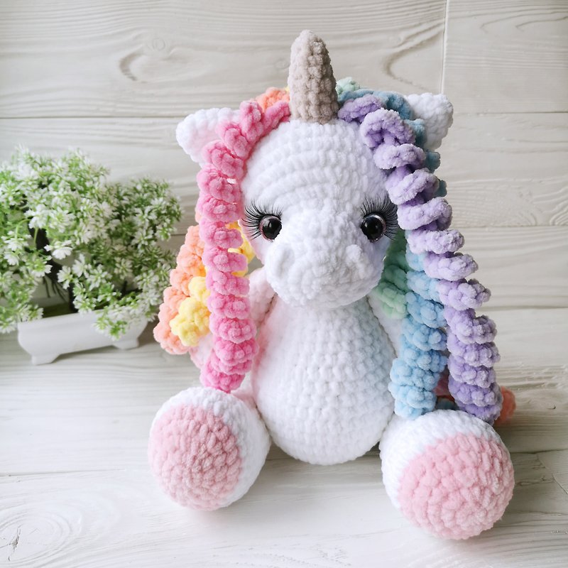 Personalized crochet unicorn Rainbow unicorn White unicorn - Kids' Toys - Other Materials Multicolor