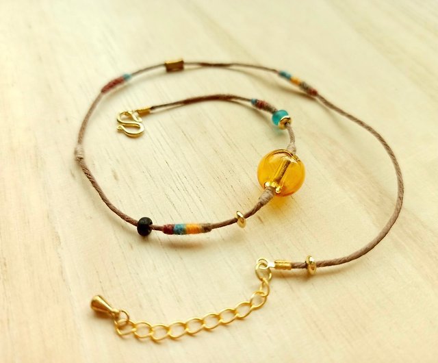 Essential oil bead double circle ramie color rope bracelet (five