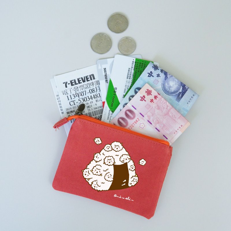 泡泡羊飯糰-多層收納零錢包 - 零錢包/小錢包 - 棉．麻 紅色