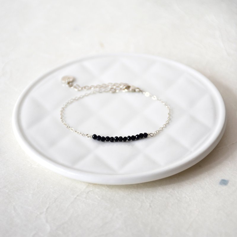 Handmade Simple Sapphire with 925 silver Bracelet, Birth stone for September - Bracelets - Gemstone Blue