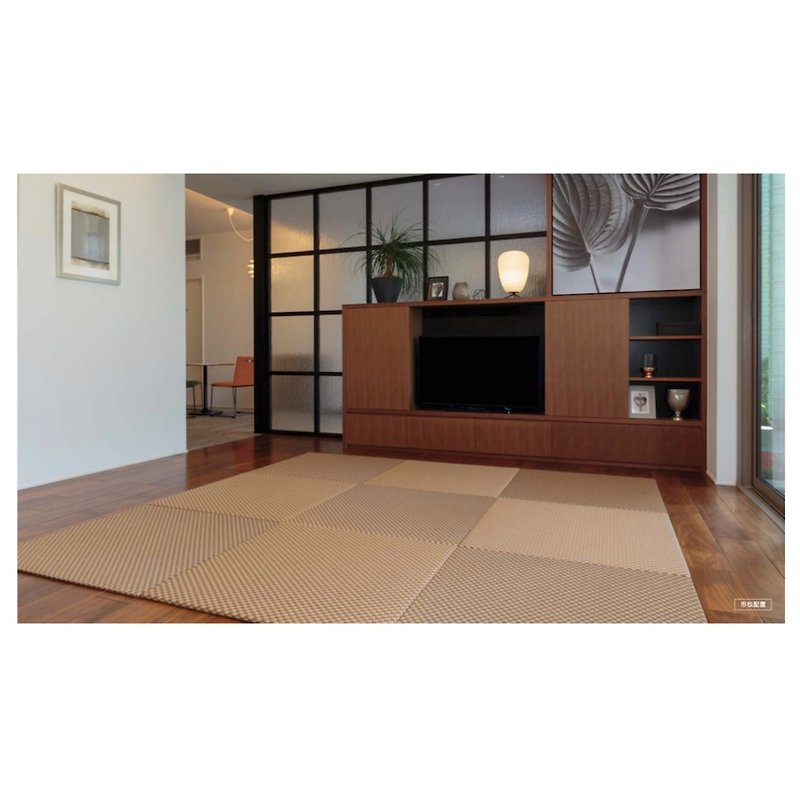 Japanese weaving series – Ichimatsu brown sugar two-piece set - Rugs & Floor Mats - Plastic Brown