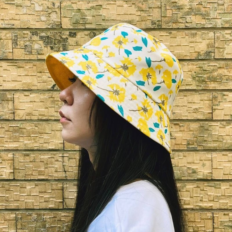 【錦源興】黃花漁夫帽 l 雙面配戴 手工製 戶外 登山 印花 - 帽子 - 聚酯纖維 多色