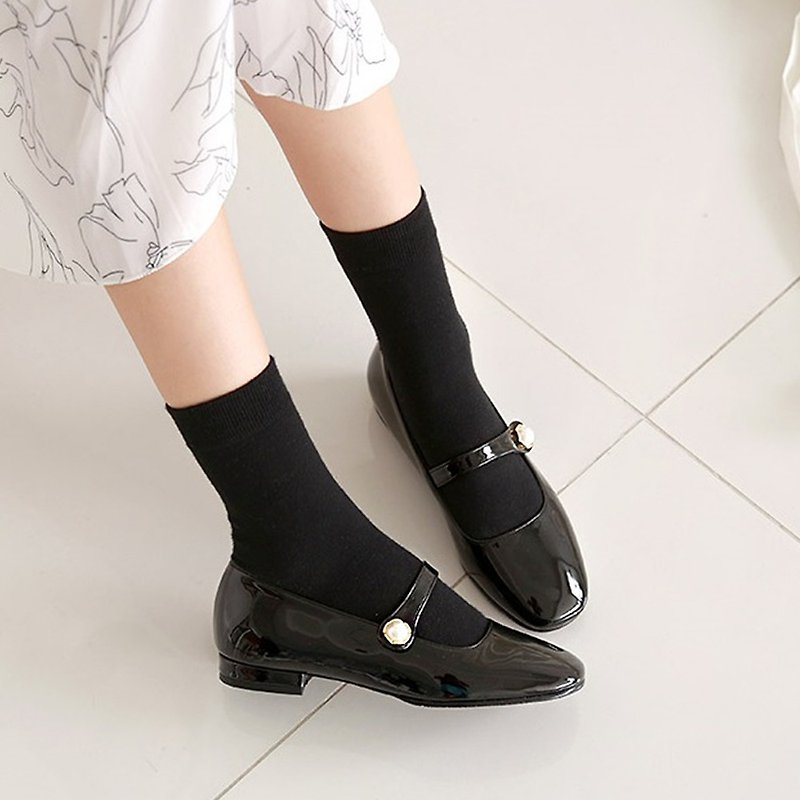 PRE-ORDER – MACMOC Merry (Enamel Black) Flats - รองเท้าหนังผู้หญิง - หนังเทียม สีดำ