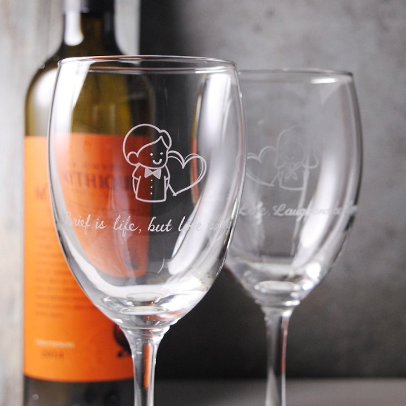 Customized gift (one pair price) 270cc [LOVE gift for couples] boy and girl couple cups - Bar Glasses & Drinkware - Glass Gray