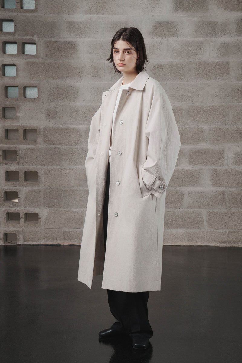 Crisp patterned buttoned trench coat - Women's Casual & Functional Jackets - Cotton & Hemp White