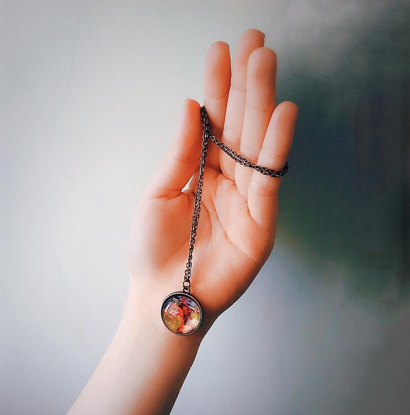 [Glass Gemstone] Customized Fashion Simple Clavicle Necklace [Cherry Pdding] - Necklaces - Other Metals Pink