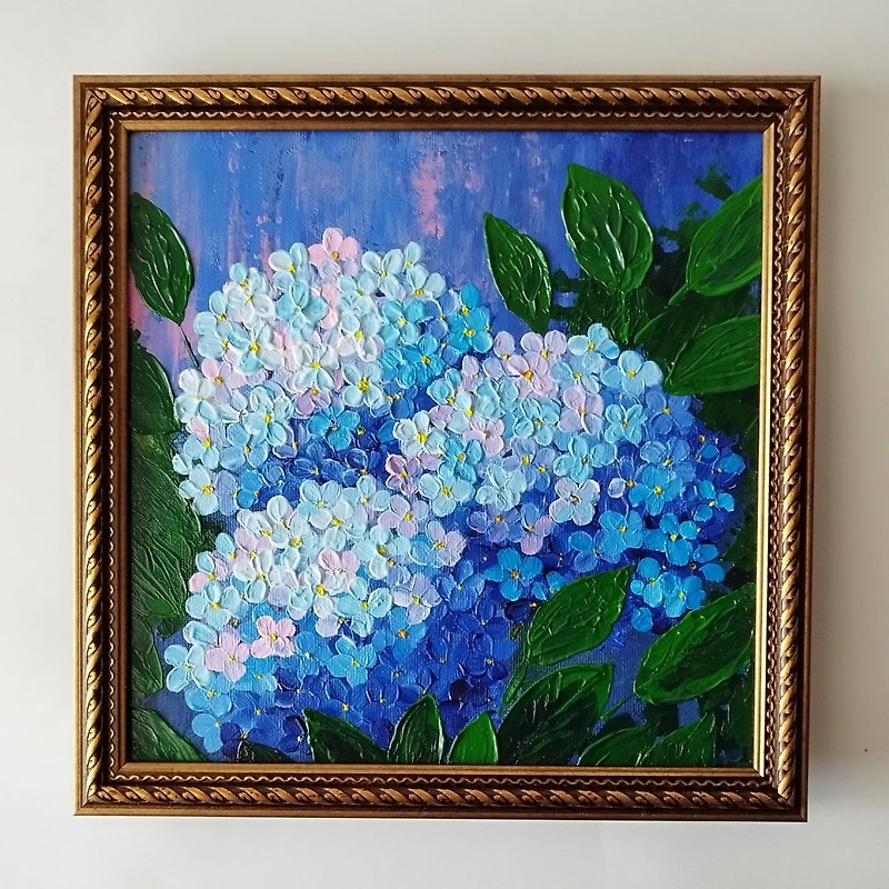 Hydrangea painting | Bouquet original painting | Blue flowers Wall decoration - 壁貼/牆壁裝飾 - 壓克力 藍色