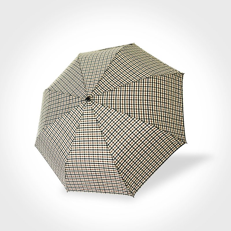 雙龍英國風央帶格紋易開收折傘秒收傘超撥水雨傘(米蘭格) - 雨傘/雨衣 - 防水材質 卡其色
