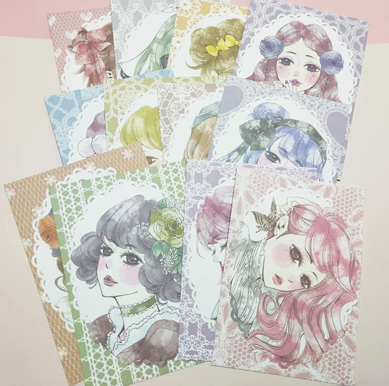 Girl illustration postcard (12 models) - Cards & Postcards - Paper Multicolor