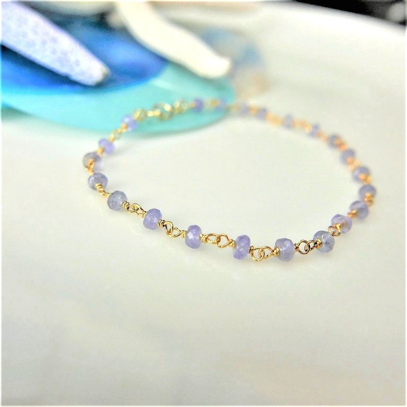 [Lalune] December birthday stone - Stardust hand made Dan San Shi Huang K sterling silver bracelet S ~ M - Bracelets - Gemstone Purple