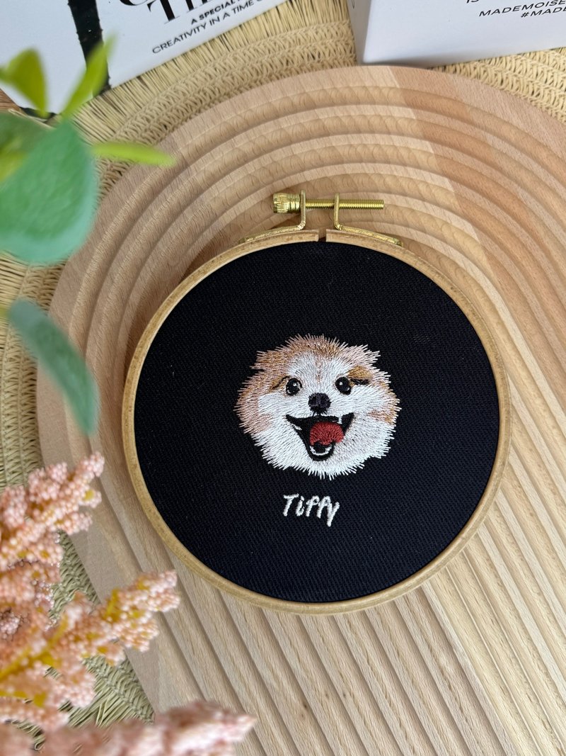 【客製化】寵物頭像刺繡畫 - 客製化寵物商品 - 棉．麻 