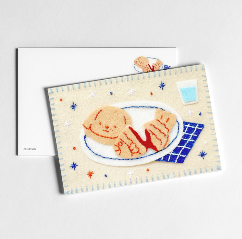 Dog Taiyaki Felt Art Print Postcard - 卡片/明信片 - 紙 