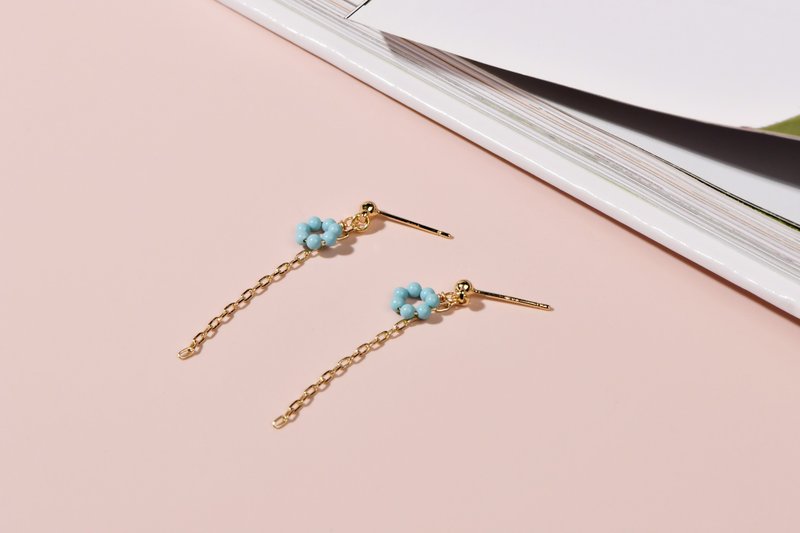 【JIEGEM】ミントポンデリング イヤリング / ターコイズ - ピアス・イヤリング - 宝石 ブルー