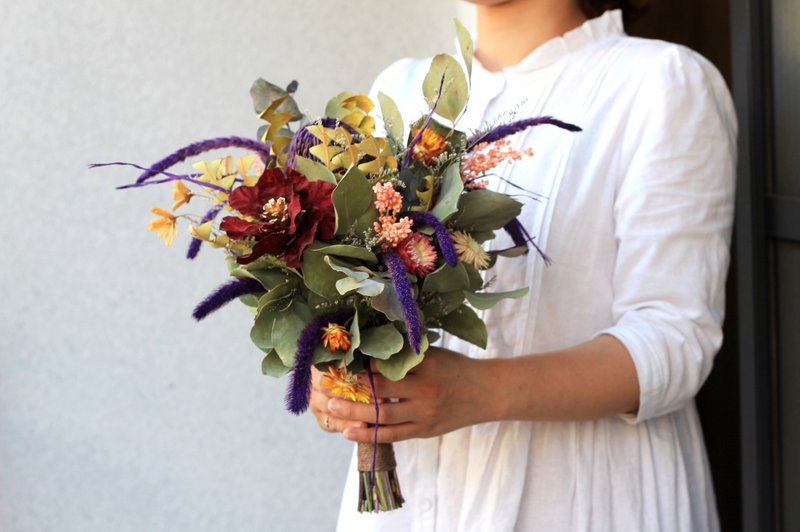 Hand-tied bouquet of natural materials [series] purple flower pagoda - ตกแต่งต้นไม้ - กระดาษ สีม่วง