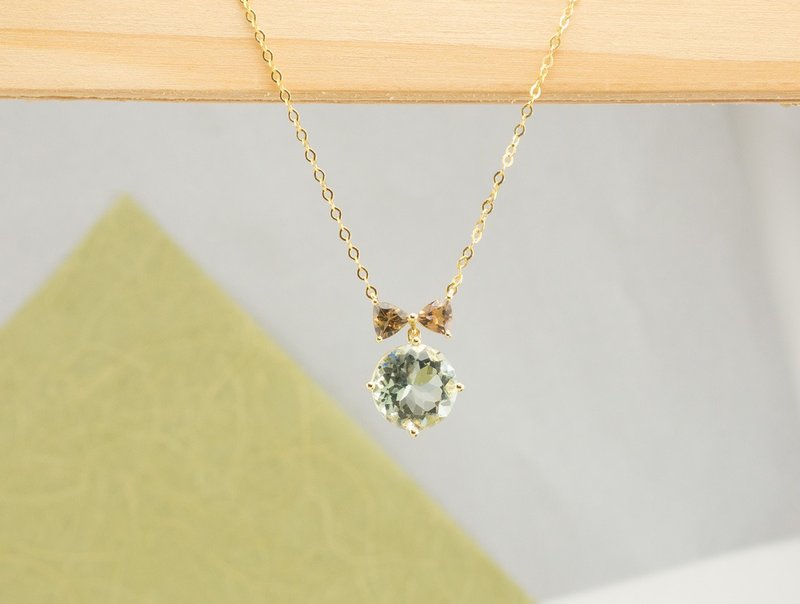 Edith & Jaz • Green Amethyst Tourmaline Silver Necklace (Gold Color) - สร้อยคอทรง Collar - เครื่องเพชรพลอย สีเขียว