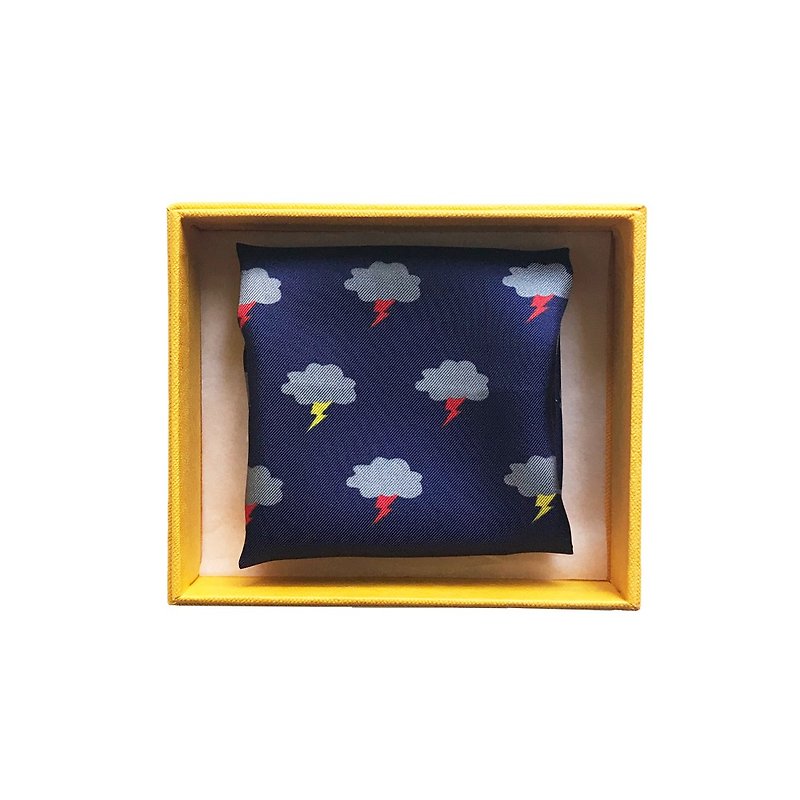 Young Chinese Blood Silk Suit Pocket Square Scarf Cloud and Electricity - Handkerchiefs & Pocket Squares - Silk Blue